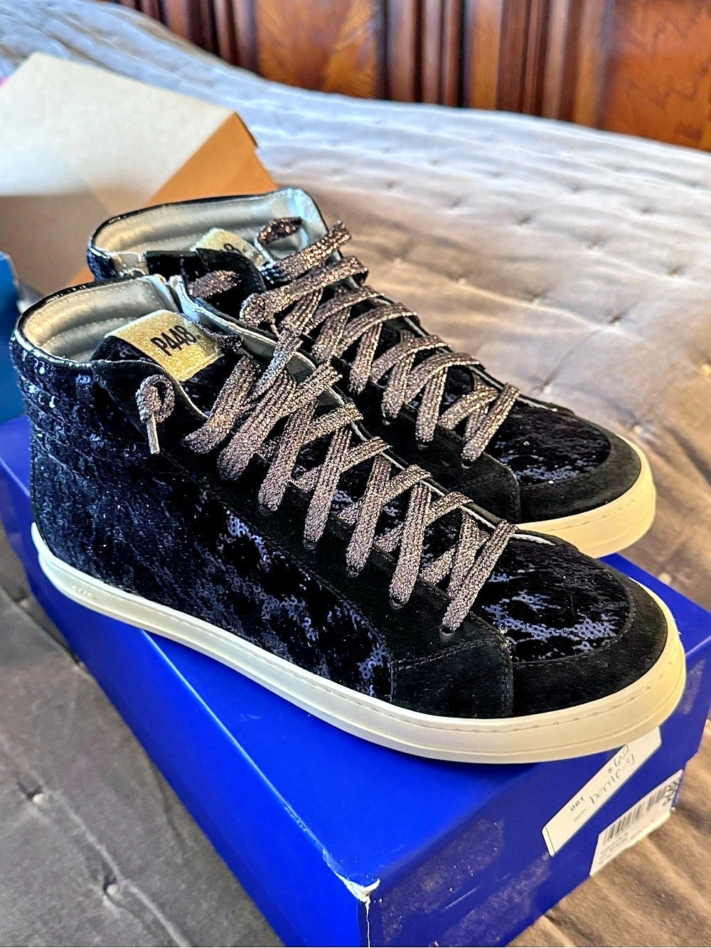 P448 Skate Black Sequin High Top Sneaker Sneakers